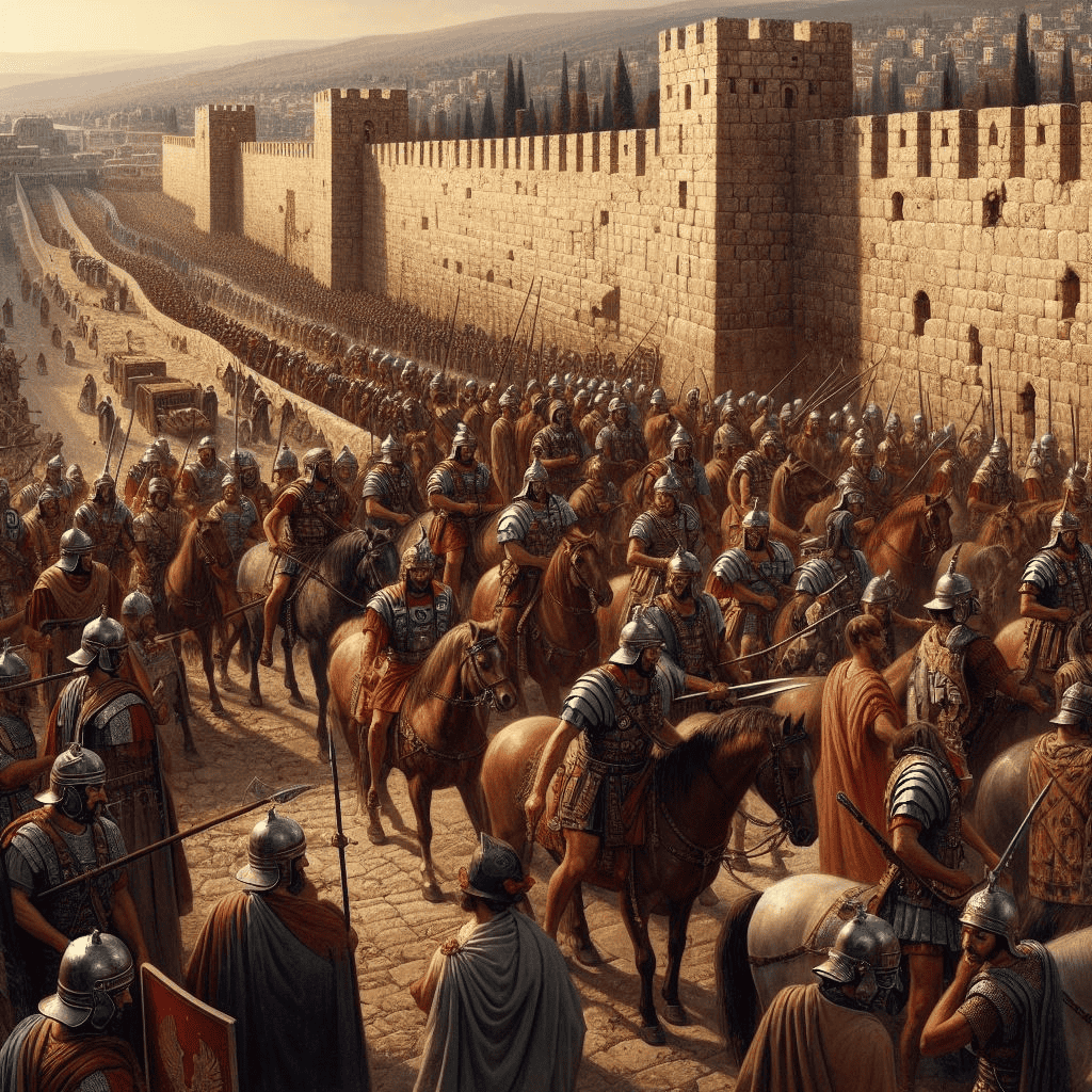 עשרה בטבת - חיילים רומאים מקיפים את חומת ירושלים